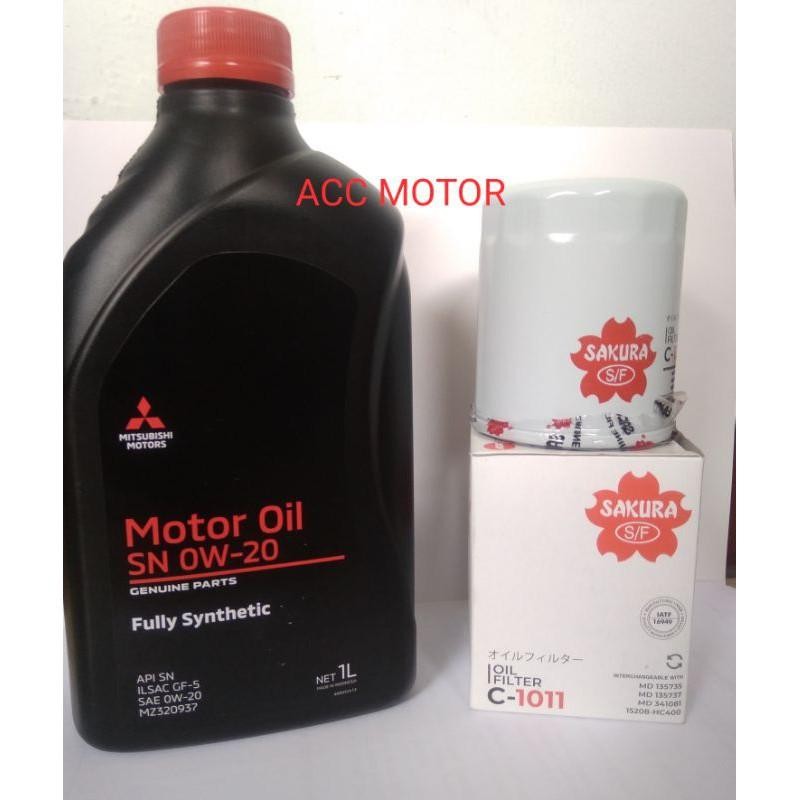 Oli Mesin Mobil 0W-20 Mitsubishi 4L Dan Filter Oli Xpander All New Livina Grandis Mirage Outlander