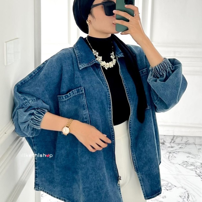 Jacket Jeans Wanita Zipper Oversize 2305.01.009