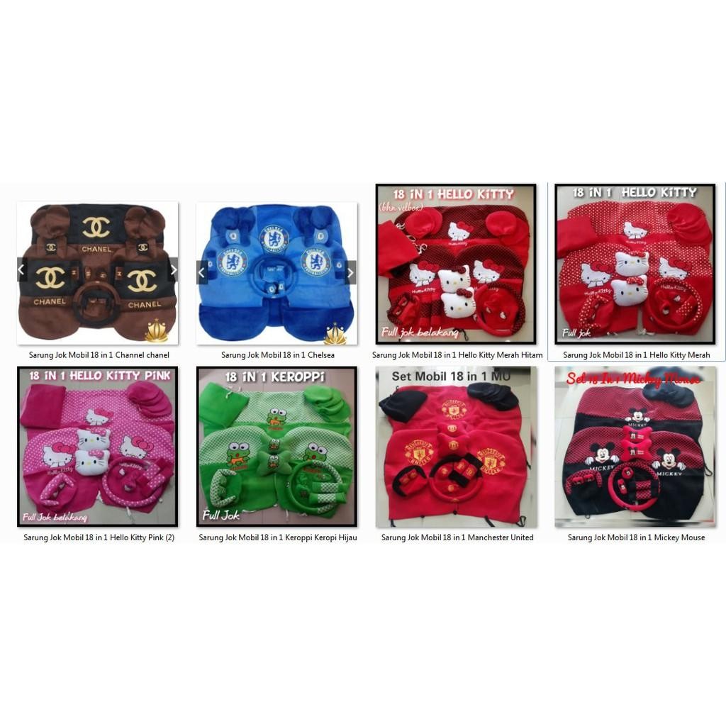 I - Sarung Jok Mobil Desain Khusus Untuk Brio Karakter Hello Kitty Mickey Doraemon Keroppi Mu Sapi