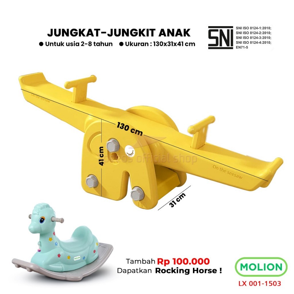 Jungkat Jungkit SNI Anak Seesaw Jungkat-Jungkit Prosotan Perosotan Kuda Kudaan Mainan Berstandar 001
