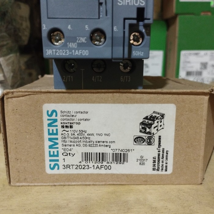 Murah kontaktor siemens 3RT2023-1AF00 40A 110V 4KW 1NO+1NC Non COD