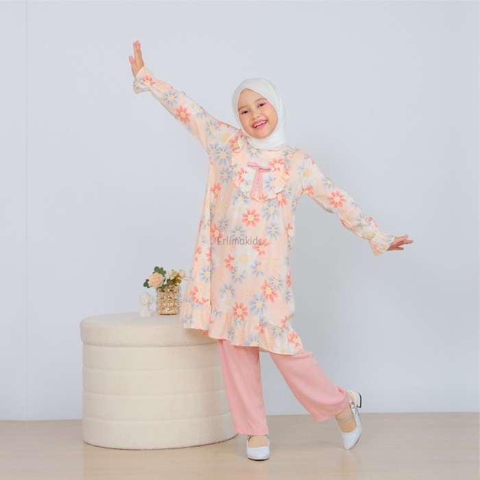 TERJAMIN One Set Anak Perempuan Motif Melody Series Umur 4-9 Tahun By Erlimakids Bahan Rayon Viscose