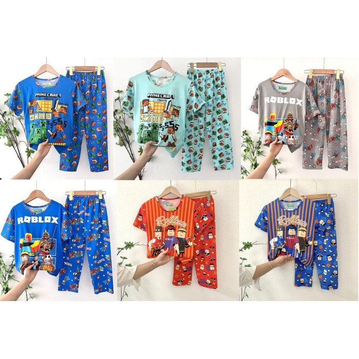 OBRAL Setelan Baju Tidur Piyama Anak Roblox Minecraft