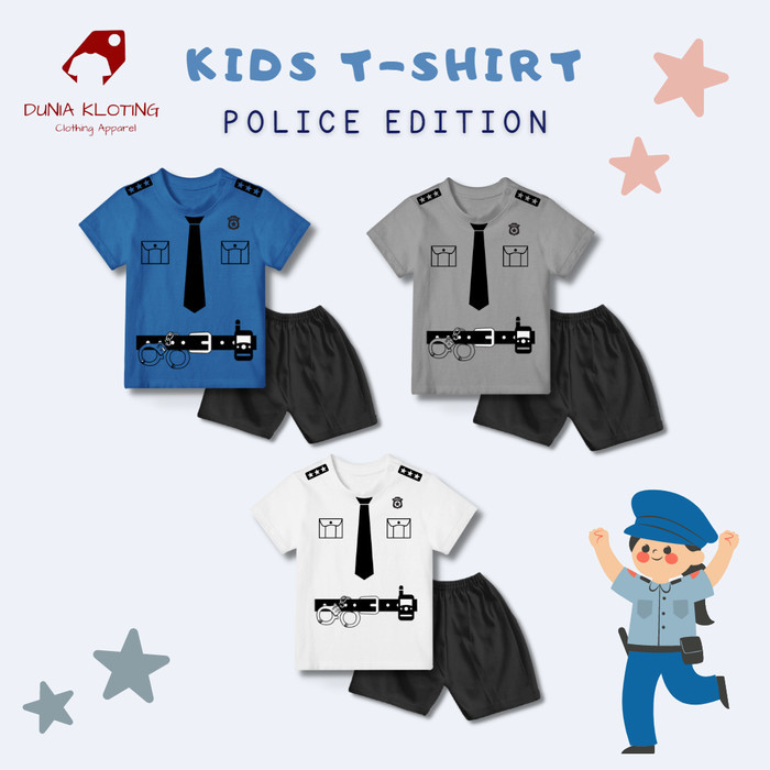NEW Baju Kaos Celana Anak laki-laki cewe Custom Set POLISI PREMIUM Cotton