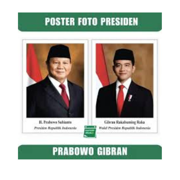 

Photo A4 Poster Presiden Prabowo dan Wakil Gibran Rakabuming uk 21cm x 30cm