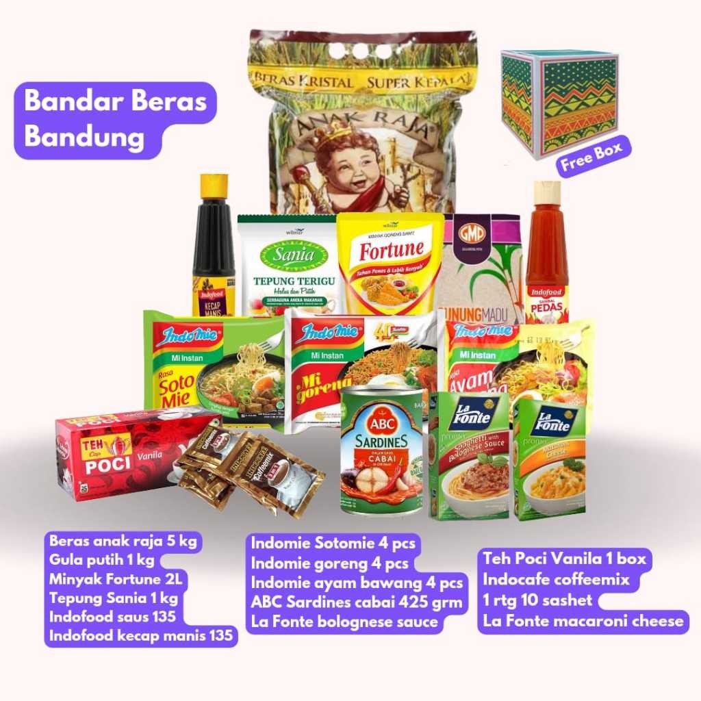 

Paket Sembako Lengkap Free Box ( Untuk Hadiah & Hampers )