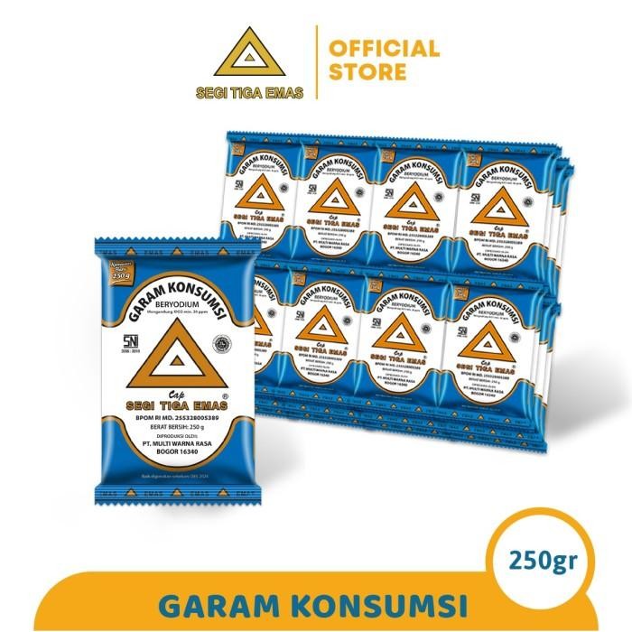 

Garam Konsumsi Beryodium Cap Segi Tiga Emas Ukuran 250 Gr (1 Bal) Termurah 100 % Original