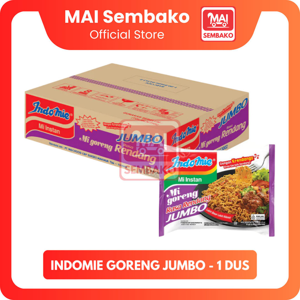 

Indomie Rendang Jumbo 1 Dus - Mie Instan Indomie Goreng Rendang Jumbo