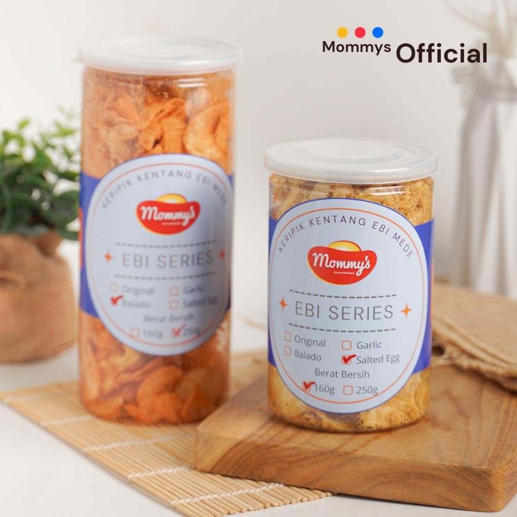

Keripik Kentang Ebi Mede Mommys 220g 730ml Net 160g Kedap Udara