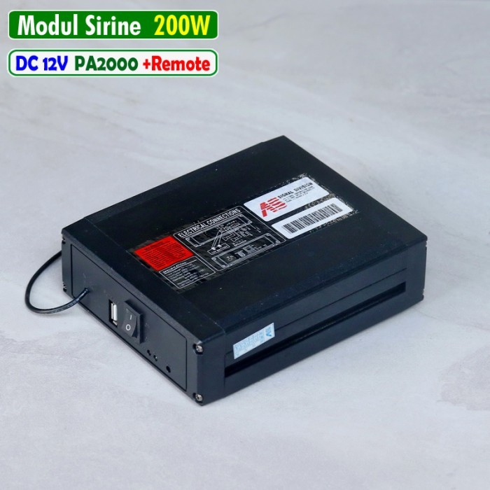 Modul Sirine 200W Wireless 12V PA 2000 Ampifier Alarm Klakson 18 Nada Tone Mobil Ambulance Touring K