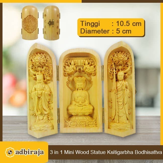 Rupang Patung 3 In 1 Kayu Lipat Ti Cang Wang Ksitigarbha Bodhisattva Terlaris