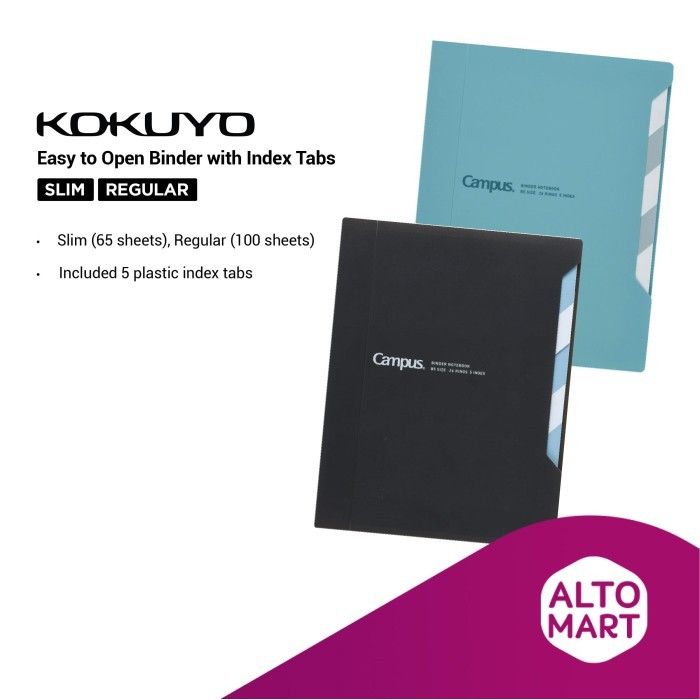 

Kokuyo Easy to Open Loose Leaf Binder w Index Tabs Aesthetic Slim