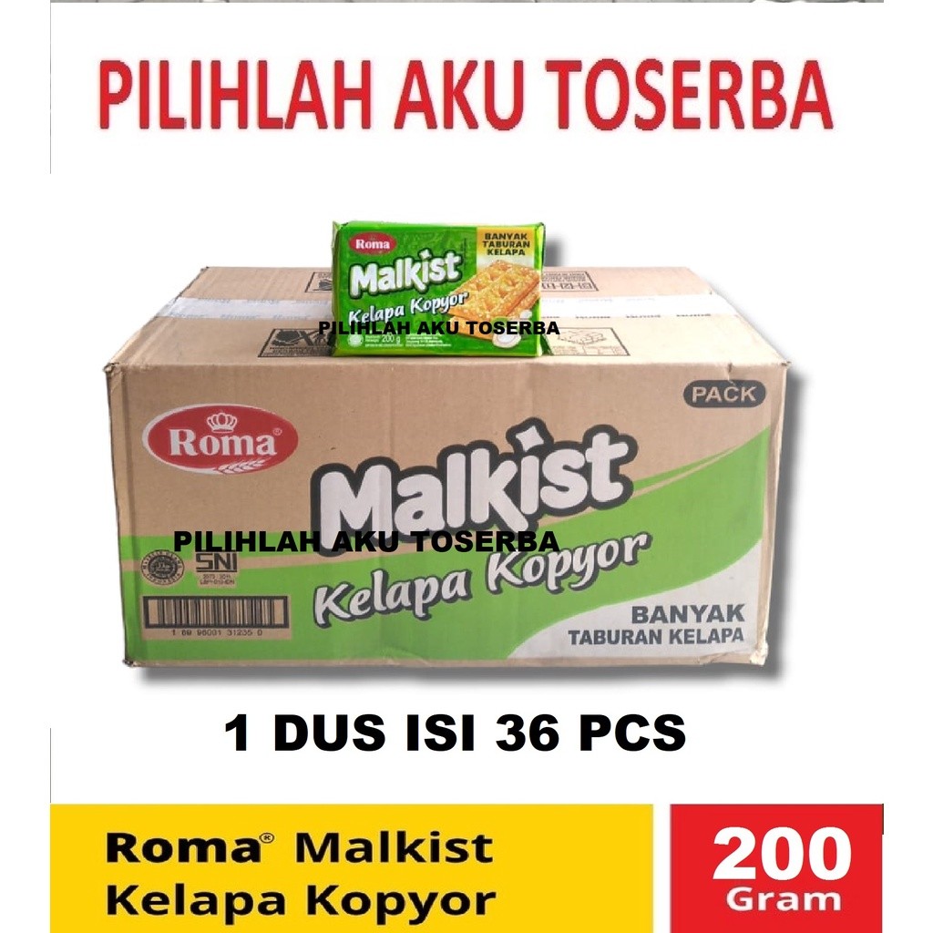 

Biskuit Roma Malkist KELAPA KOPYOR 200 gr - ( HARGA 1 DUS ISI 36 Pcs )