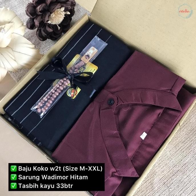HRG DISKON Hampers Gift Box Cowok Cakep Baju Koko + Sarung Kado Cowok Kado Ulang