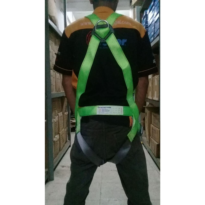 H-Lift Full Body Harness Green Double Hook Lanyard With Shock Absorber Murah