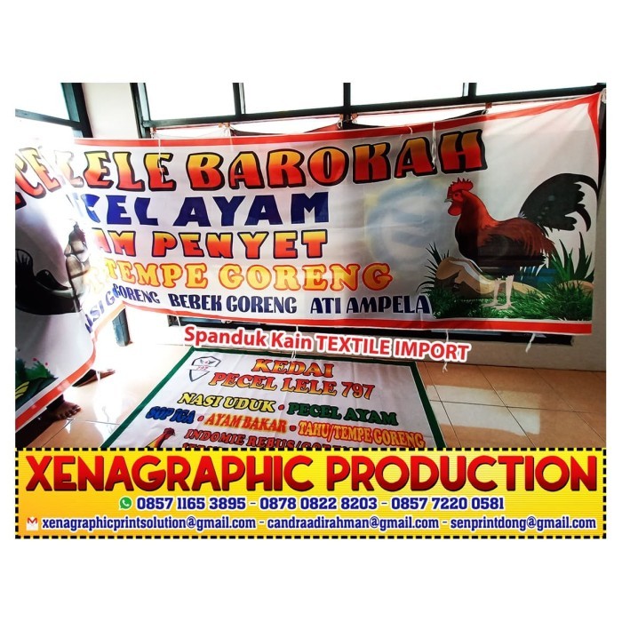 TERLARIS CETAK SPANDUK KAIN PECEL LELE AYAM CUSTOM PREMIUM