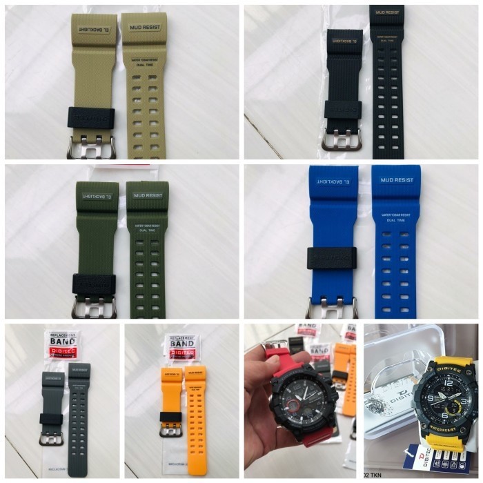 TERLARIS tali jam tangan karet Digitec Dg 2125T/DA2102T Original