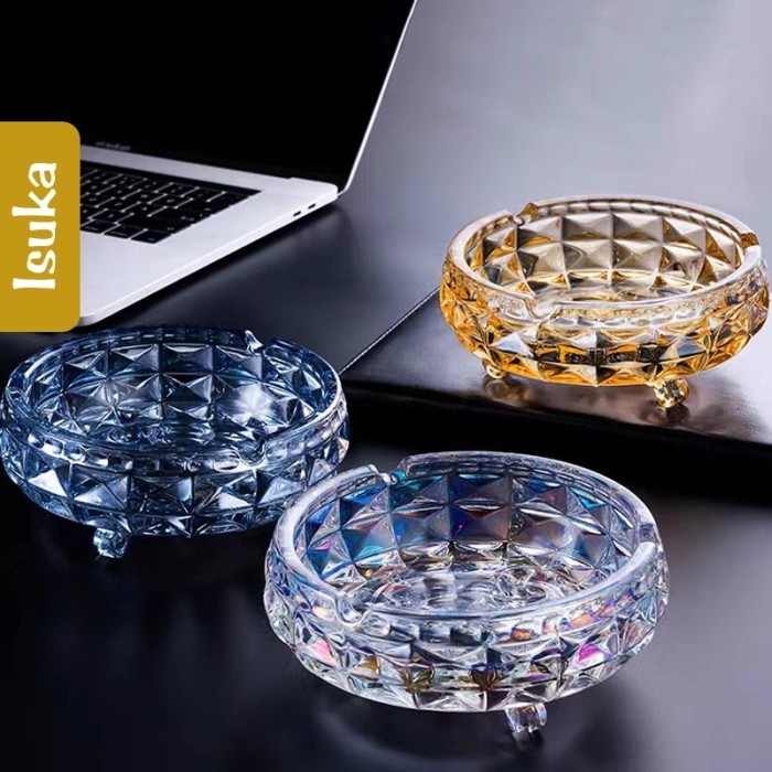 TERLARIS Asbak Kaca Bulat Besar Asbak Kristal Jumbo Mewah Estetik Glass Ashtray Cup Vizensa