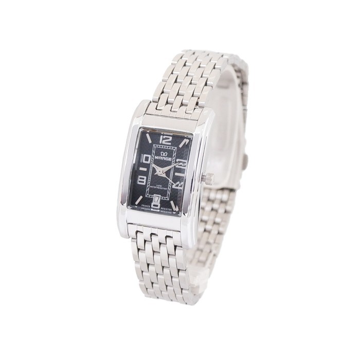 MIRAGE WATCH JAM TANGAN ANALOG WANITA SILVER PETAK KLASIK 7396 L ORI