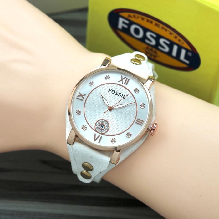 JAM TANGAN WANITA FOSSIL KULIT FREE BOX