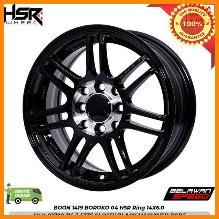 (BELAW) VELG HSR TIPE BOON BOROKO 04 RING 14 H8X100-114,3 UNTUK MOBIL HONDA JAZZ DLL - TOKO BAN VELG