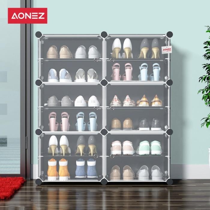 Aonez Rak Sepatu Anti Debu 2 Kolom 6 Layer Tebal Shoe Rack Portable Termurah 100 % Original