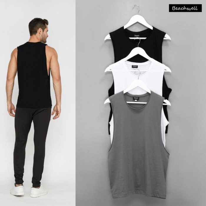 Baju Tanktop pantai Pria Singlet Polos Premium/Muscle Tee Gym fitness
