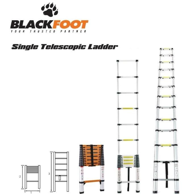 Terjangkau Tangga Teleskopik Aluminium Blackfoot 6 Meter Tangga Telescopic