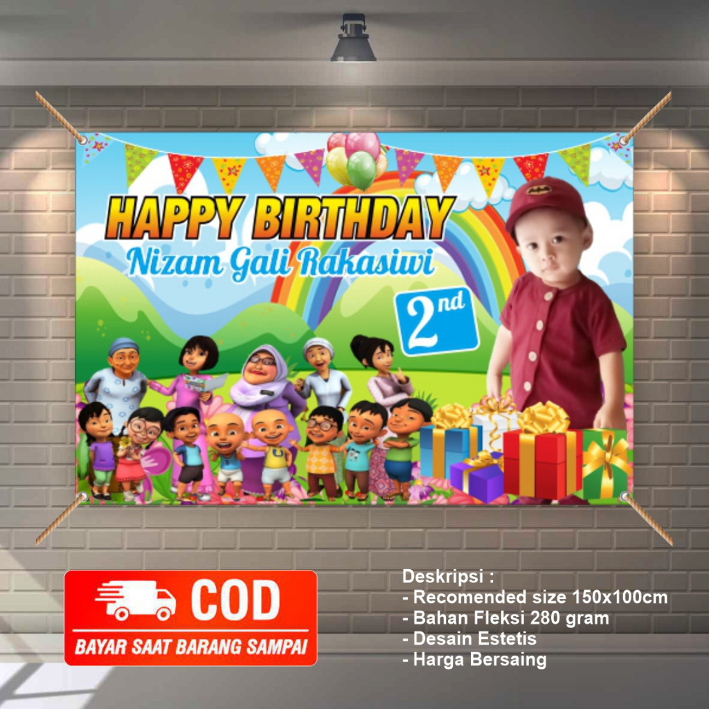 Spanduk Banner Ulang Tahun Anak – Upin & Ipin, Terlaris & Termurah, Ukuran Besar & Bisa Bayar di Rum
