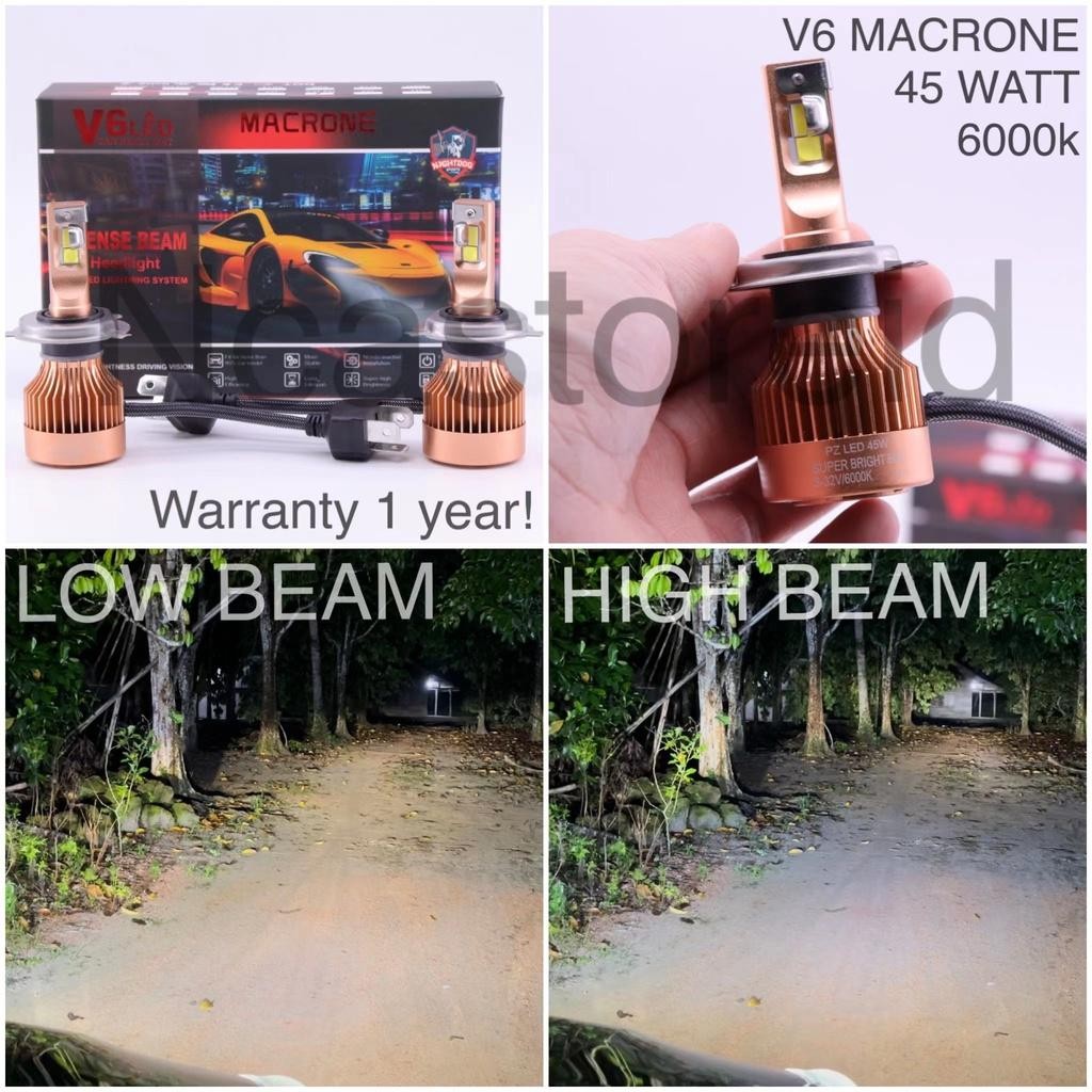 Lampu Led V6 Macrone Headlight H4 6000K