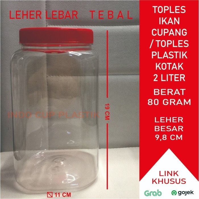 MURAH Toples Plastik Kotak Ikan Cupang 2 Liter (66gr)