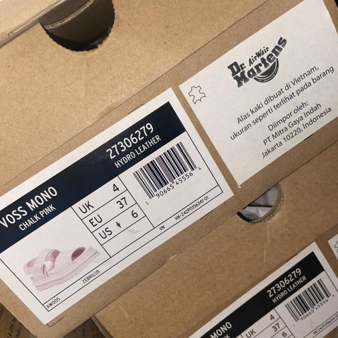 Sandal Wanita Dr Martens Zebrilus Voss Mono Chalk Pink Hydro Original 100% Naunau_Store12