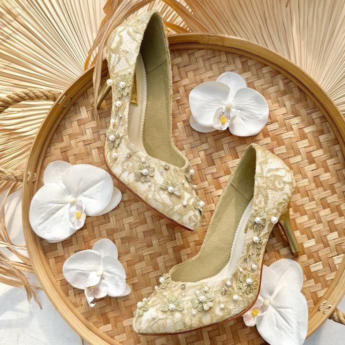 Gold Full-Pump Sandal Sepatu Pesta Wanita Stiletto Heels 9Cm Aveda Fa6096 Sale Cuci Gudang Naunau_St