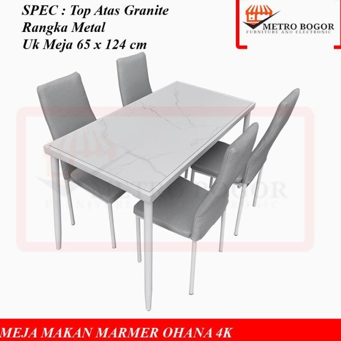 Meja Makan Marmer Ohana 4 Kursi Metal Besi Jay_Jack2