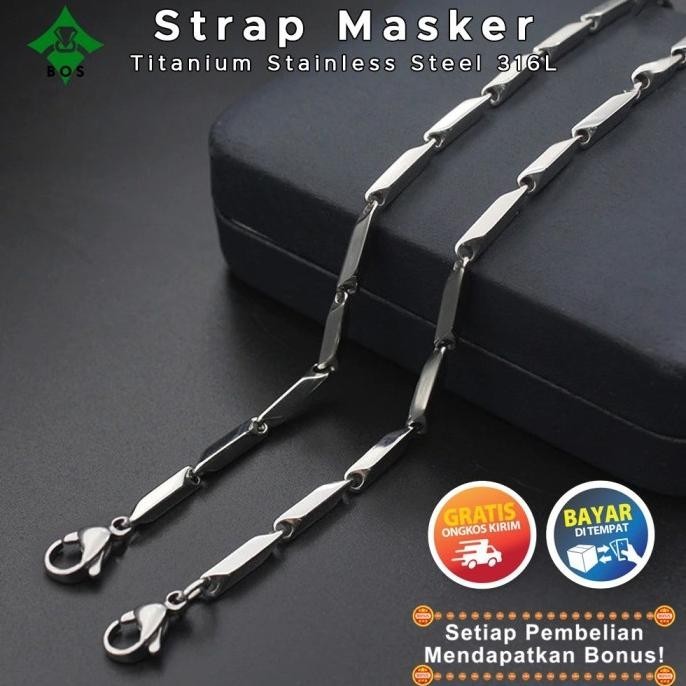 TERBARU NQ846 BOS Strap Masker Titanium Rantai Pria Kacamata Gantungan Anti Ka
