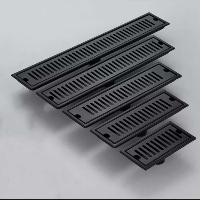 Floor drain kotak hitam garis stainless / Floor drain garis panjang