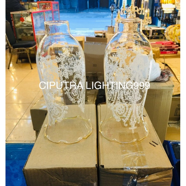 TERLARIS SPERPART KACA SEMPRONG LAMPU GANTUNG KRISTAL LILIN JEPIT CEKO
