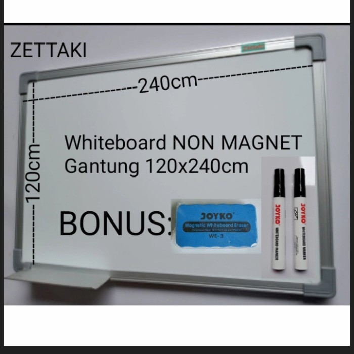 

PROMO! Papan Tulis Whiteboard NON MAGNET GANTUNG SINGLE FACE 120x240cm