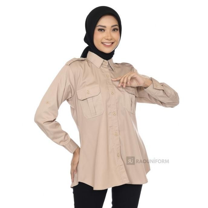 Seragam Dinas PDL Wanita/PDL Putih Lengan Panjang/Kemeja PDL Custom Bordir/Seragam Kerja Kantor Terl