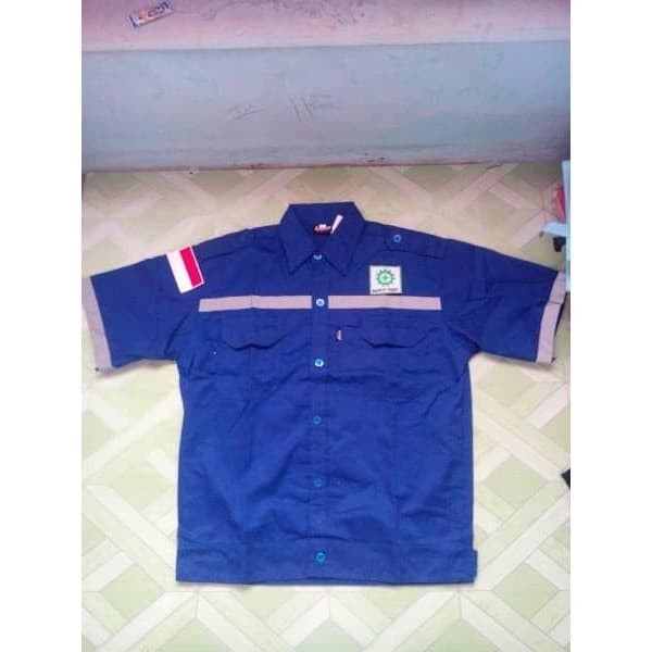 Baju Safety Lengan Pendek + Logo K3 + Logo Bendera Merah Putih