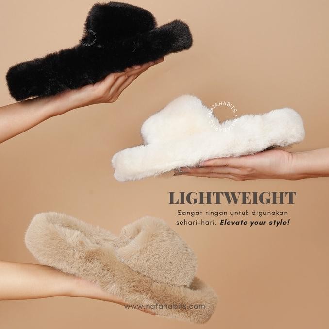 Fur Cushy Sandal - Sandal Bulu Premium - Home Slipper - Sandal Rumah - KAM