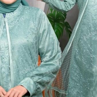 Gamis Tutu Model Rompi / Gamis Brukat Tile Rompi / Gamis Brukat Muslim Terlaris