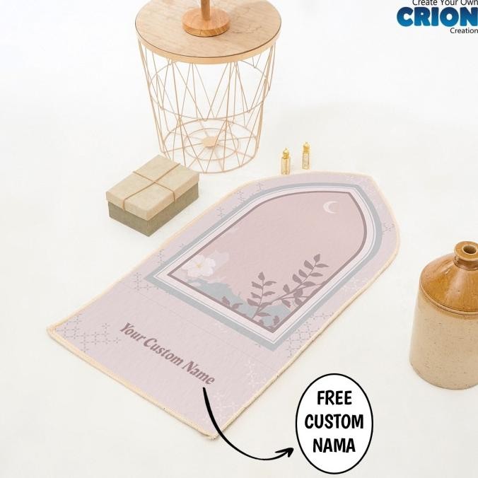 Sajadah kubah dewasa tebal dengan bulu halus motif flower - bisa custom nama - by Crion