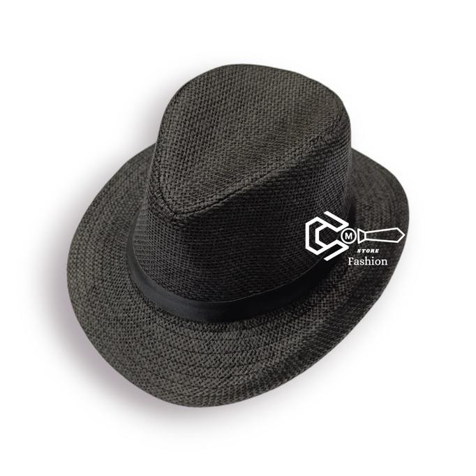 Topi Fedora Hat Lis Topi Fedora Pria Dan Wanita Dewasa Broken white