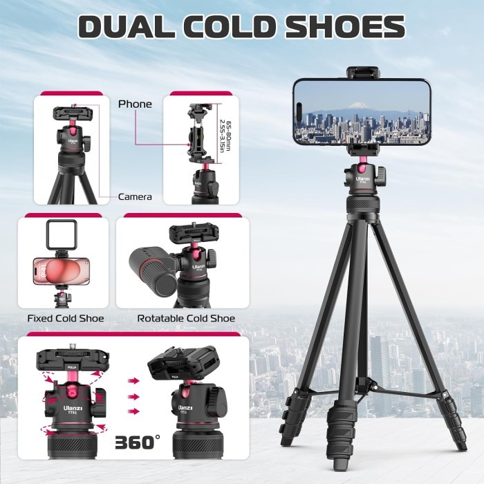 Murah Ulanzi TT51 Aluminium Alloy Portable Tripod (T089GBB1) Non COD