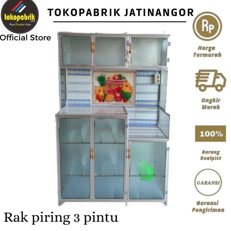 GIOR PROMO RAK PIRING KACA 3 PINTU MURAH - RAK PIRING 2 PINTU FULL ALUNIUM DAN KERAK / RAK DAPUR FUL