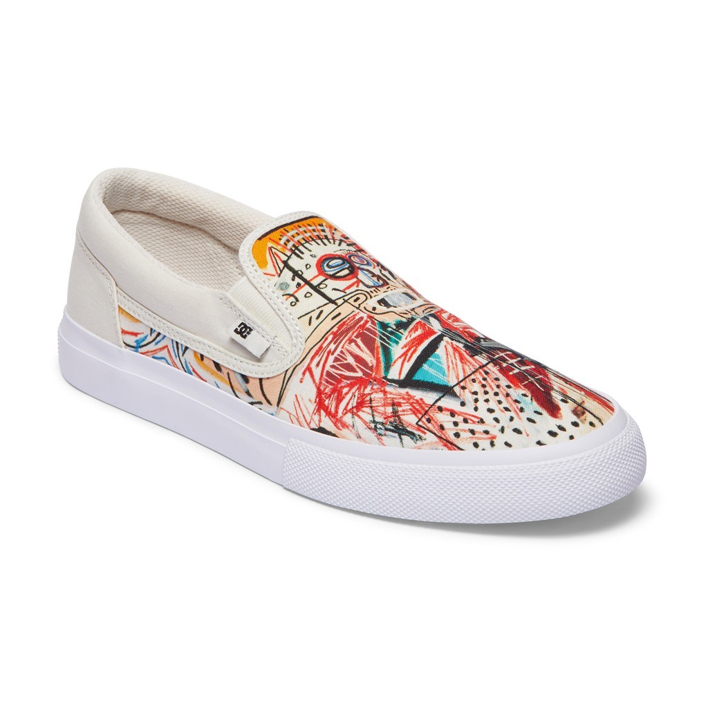 DC x Jean-Michel Basquiat Vulcanized Shoe Basq Manual Slip-on (WGF) White/Graffiti Print ADYS300689