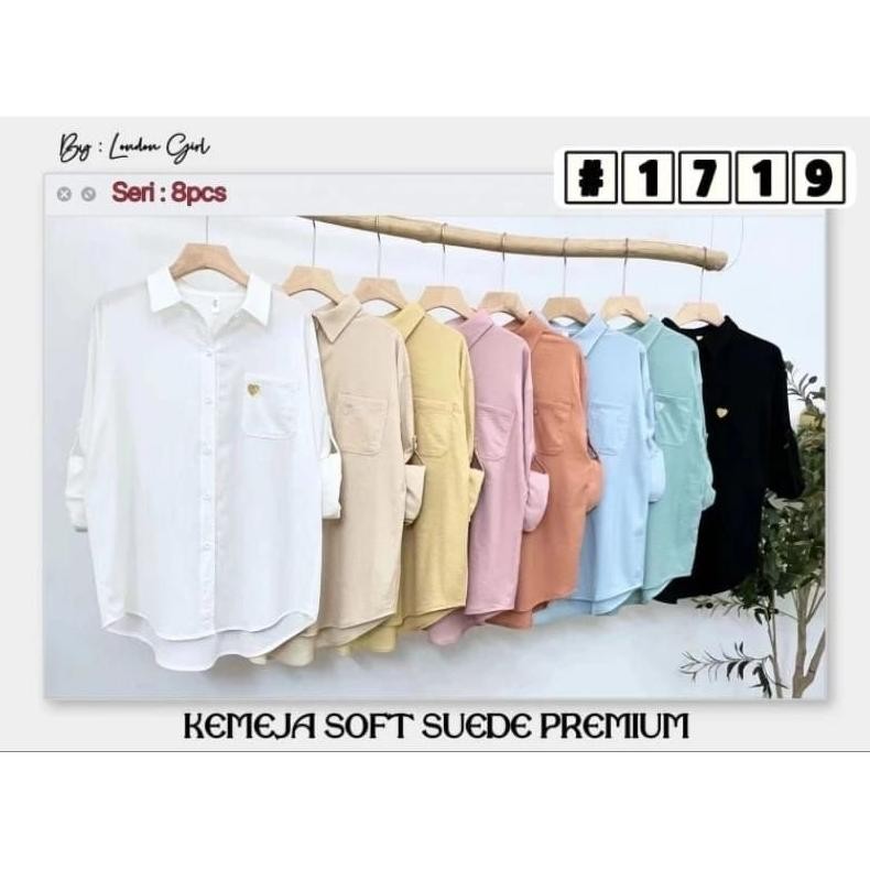 chr kameja bahan soft suede import merek london girl dan ai