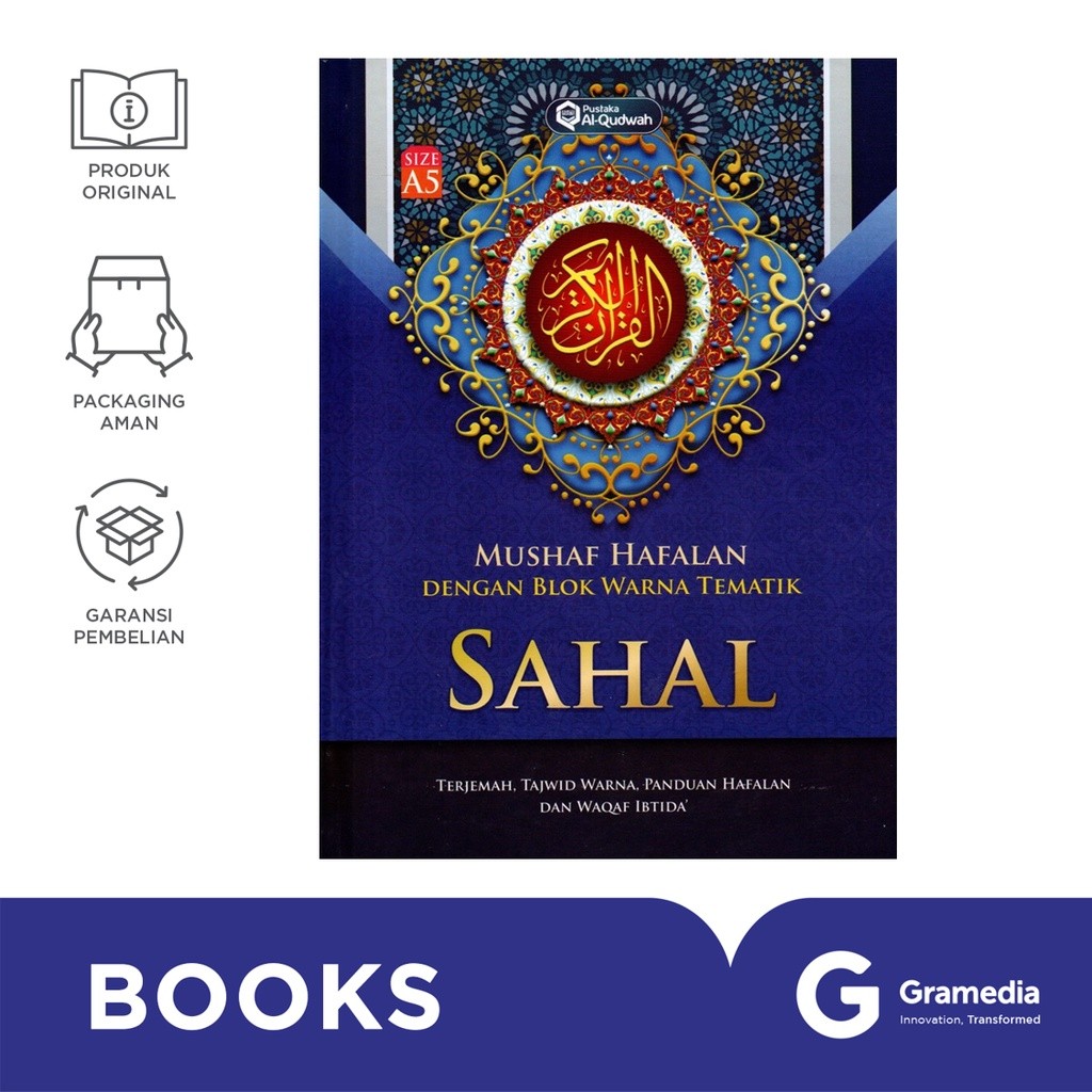 Gramedia Bintaro - Alquran Terjemah Hafalan Blok Warna Tematik SAHAL (Biru A5) Qudwah