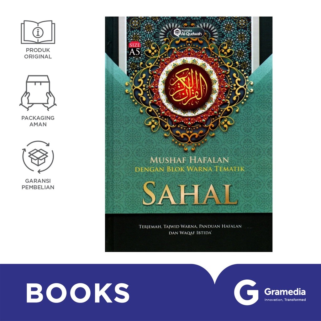 Gramedia Bintaro - Alquran terjemah Hafalan Blok Warna Tematik SAHAL (Hijau A5) Qudwah